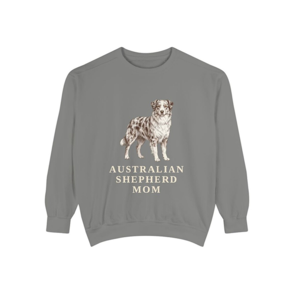 Australian Shepherd Mom Sweatshirt, Grey, front view