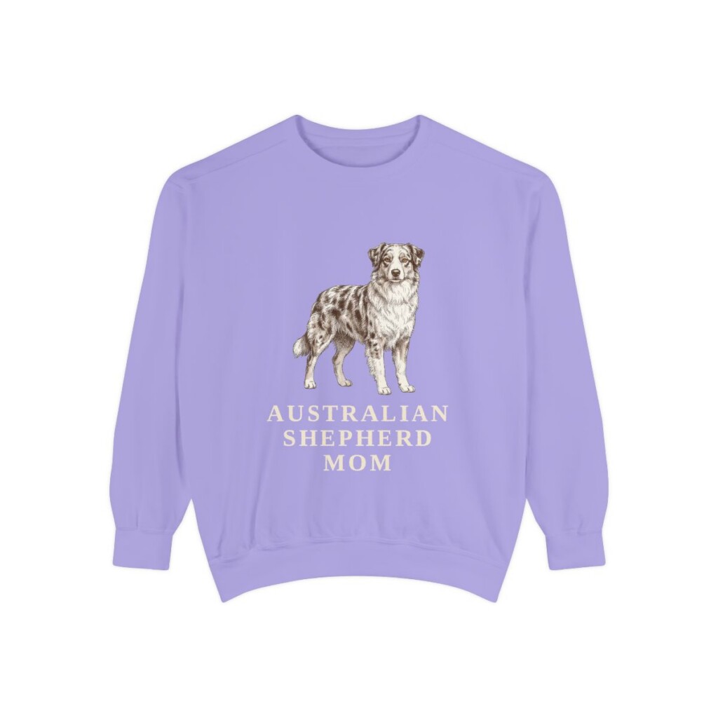 Australian Shepherd Mom Sweatshirt, Violet, front view