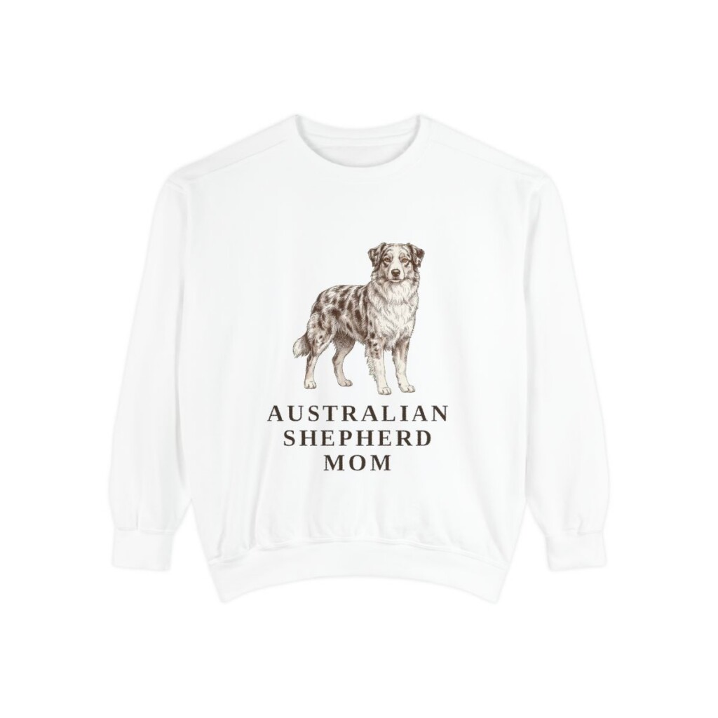 Australian Shepherd Mom Sweatshirt, White, front view