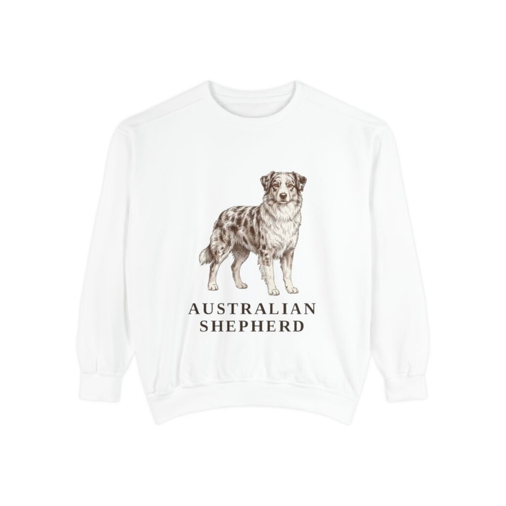 Australian Shepherd Sweatshirt, White, front view
