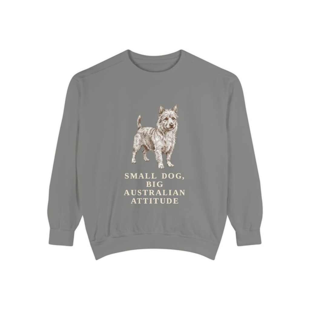 Australian Terrier Humor Sweatshirt, Grey, front view