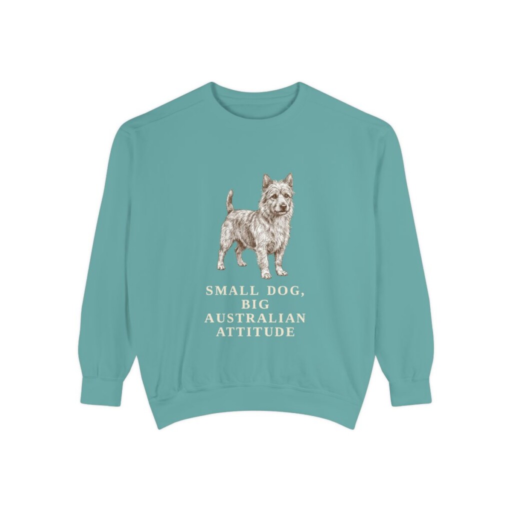 Australian Terrier Humor Sweatshirt, Seafoam, front view
