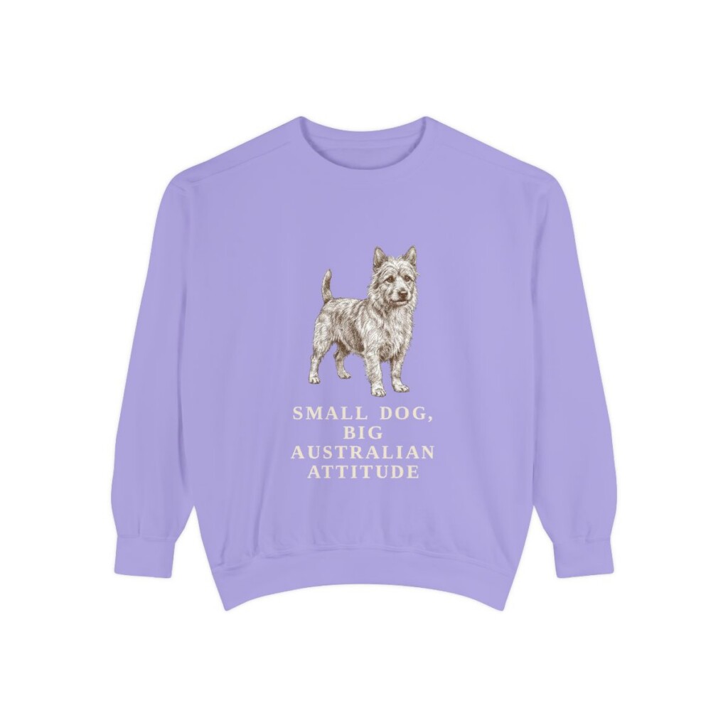 Australian Terrier Humor Sweatshirt, Violet, front view