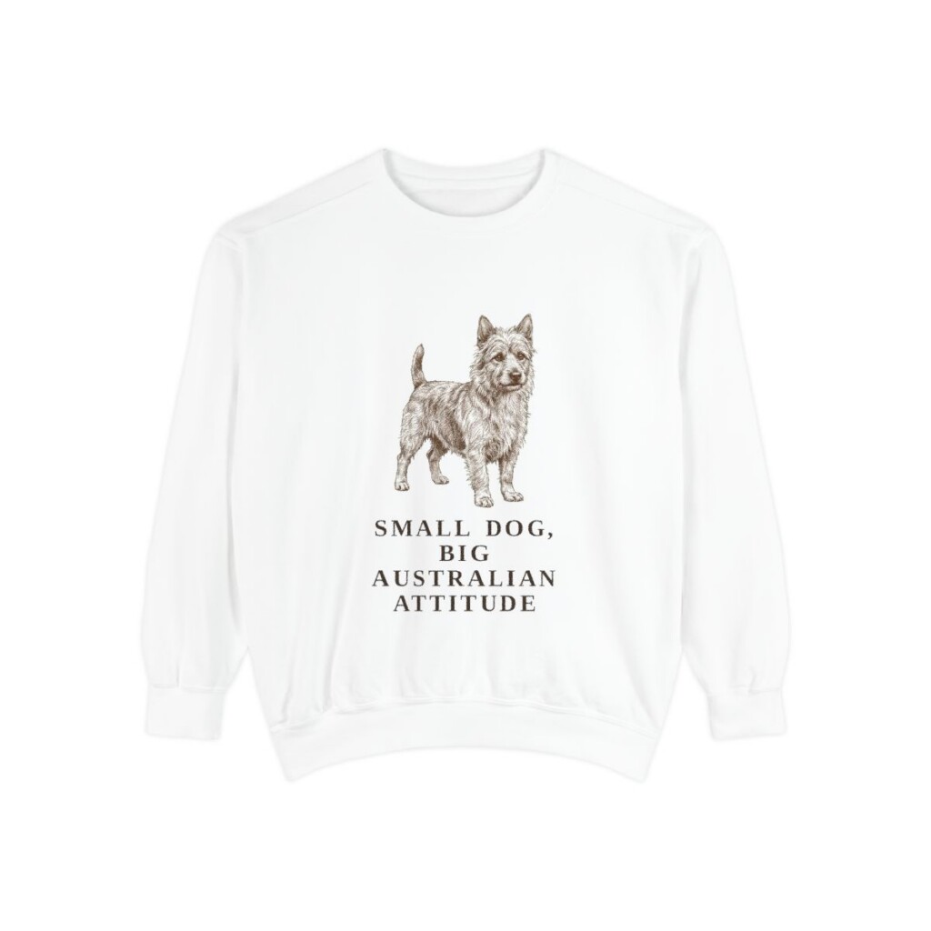 Australian Terrier Humor Sweatshirt, White, front view