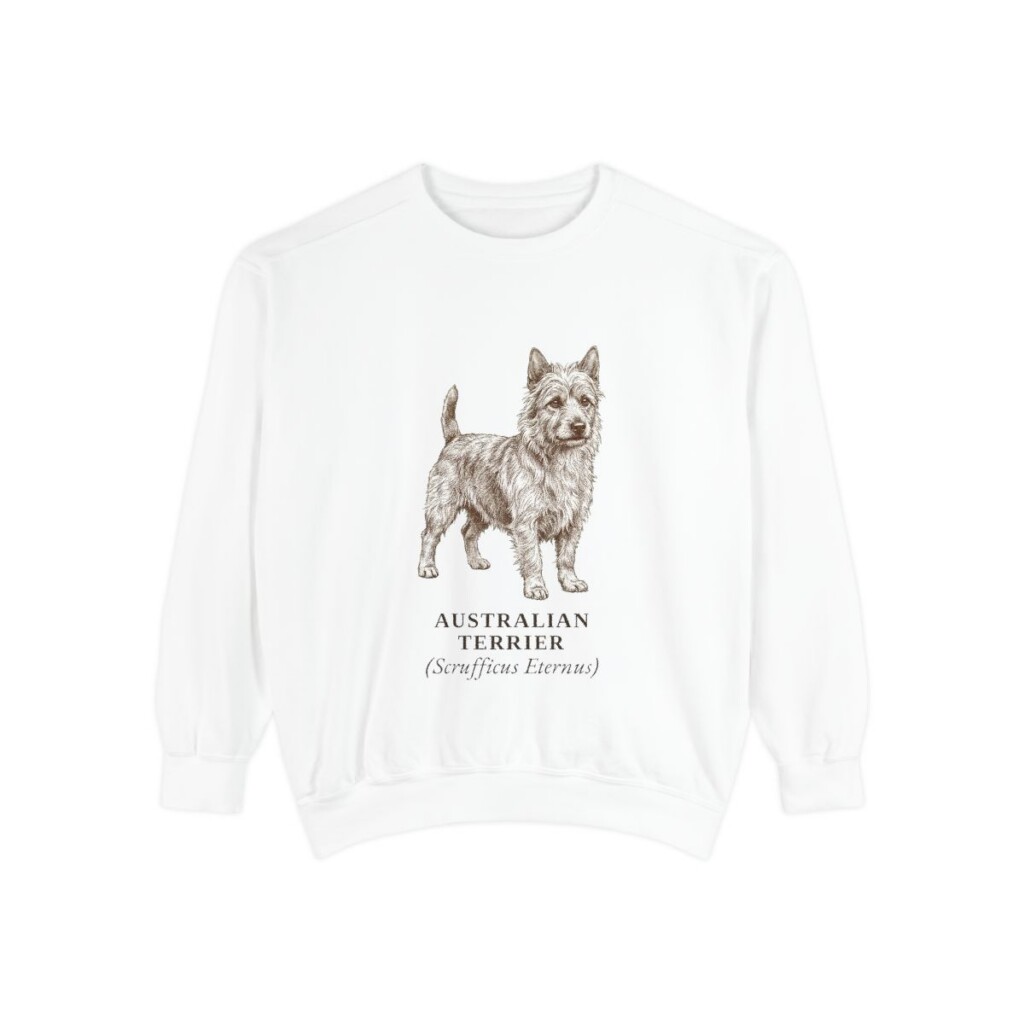 Australian Terrier Latin Sweatshirt, White, front view