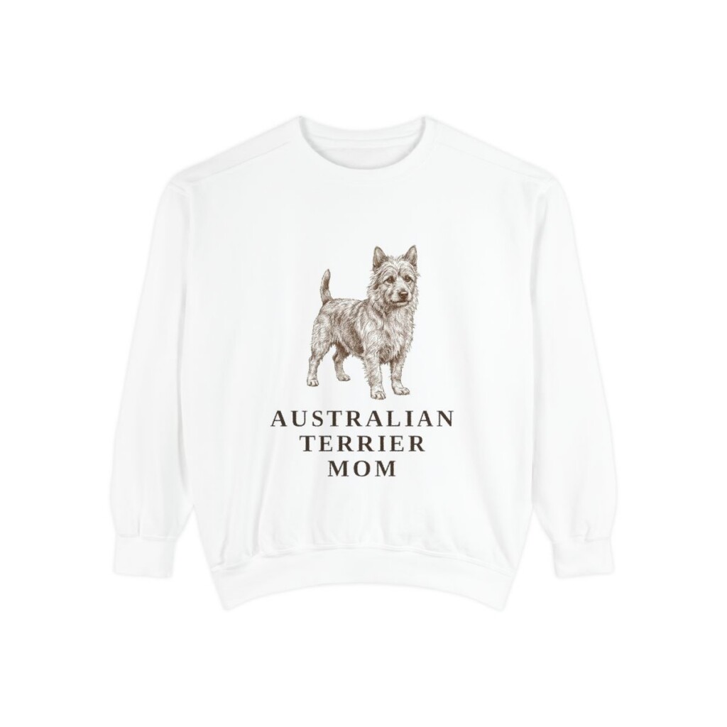 Australian Terrier Mom Sweatshirt, White, front view