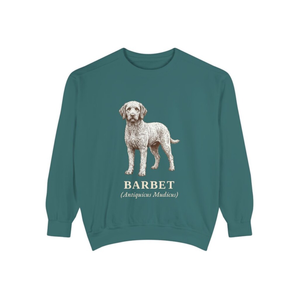 Barbet Latin Sweatshirt, Blue Spruce, front view