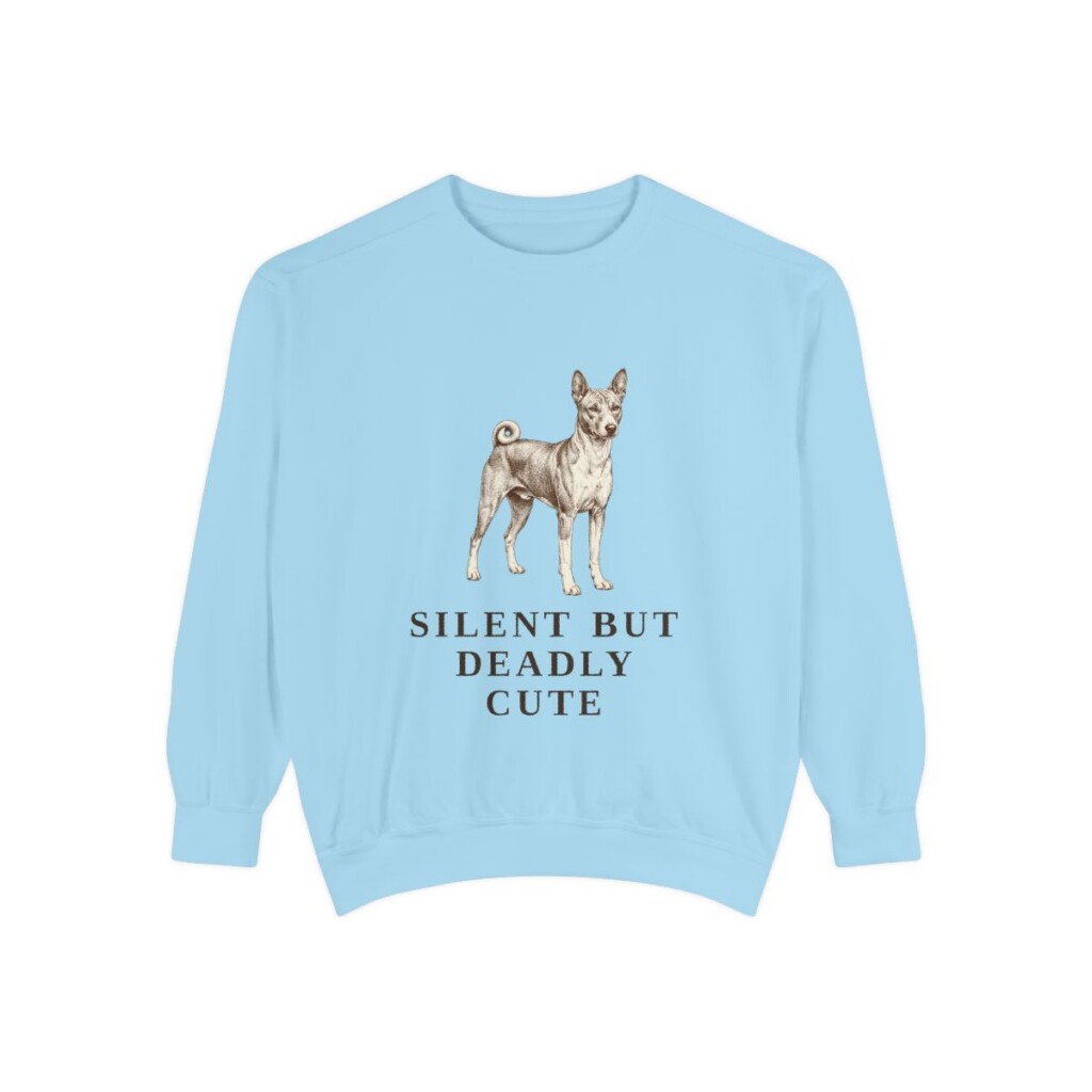 Basenji Humor Sweatshirt, Chambray, front view