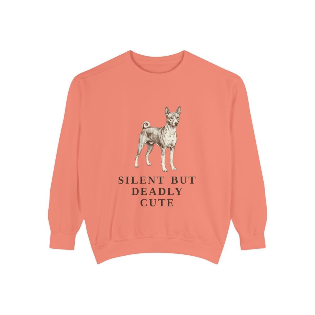 Basenji Humor Sweatshirt, Terracotta, front view
