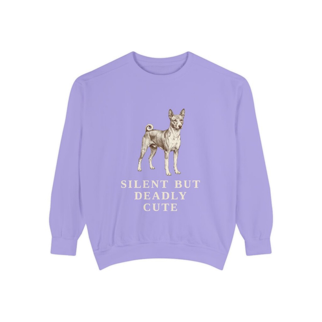 Basenji Humor Sweatshirt, Violet, front view