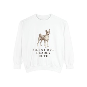 Basenji Humor Sweatshirt, White, front view