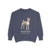 Basenji Latin Sweatshirt, Denim, front view