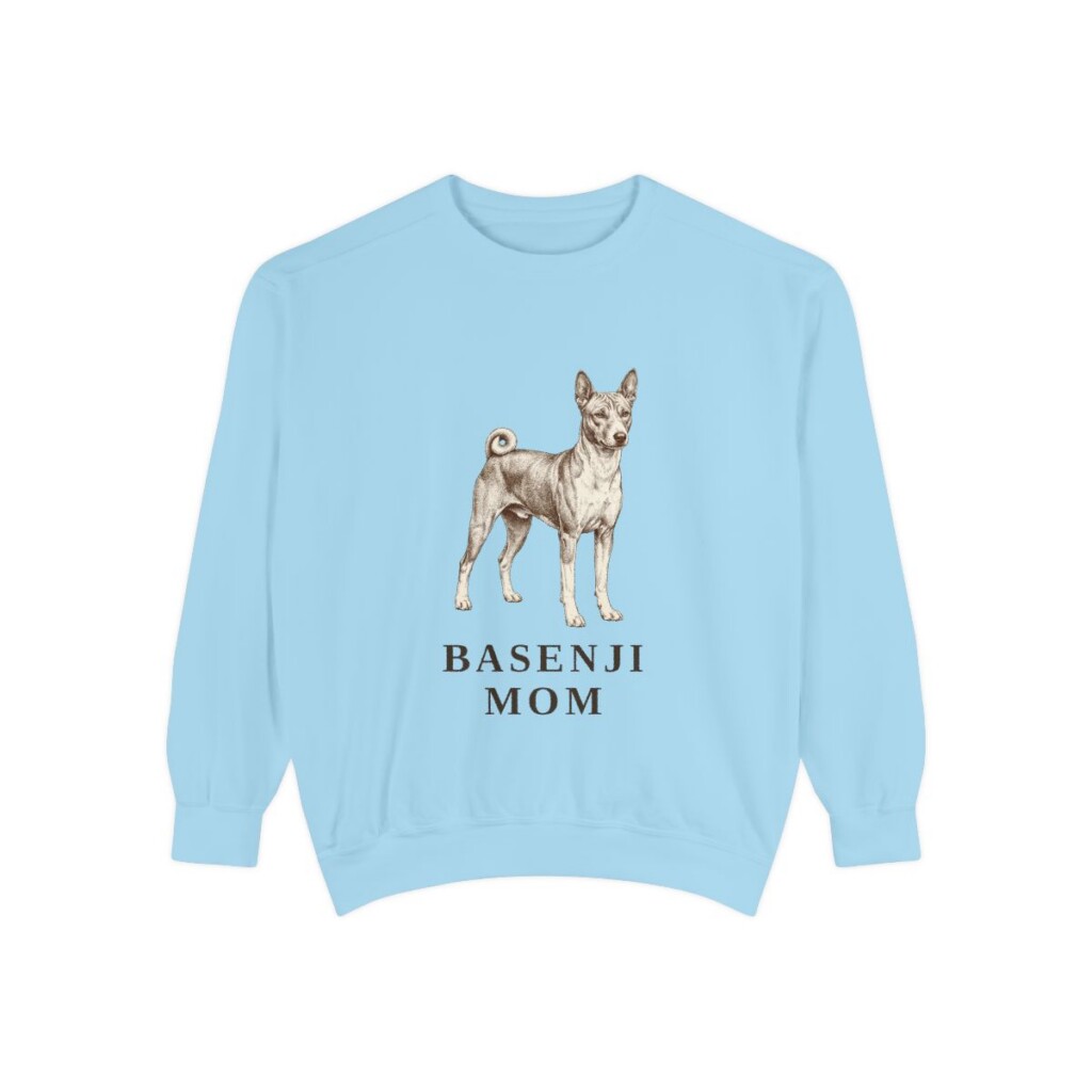 basenji-sweatshirt-mom-chambray Basenji Mom Sweatshirt, Chambray, front view