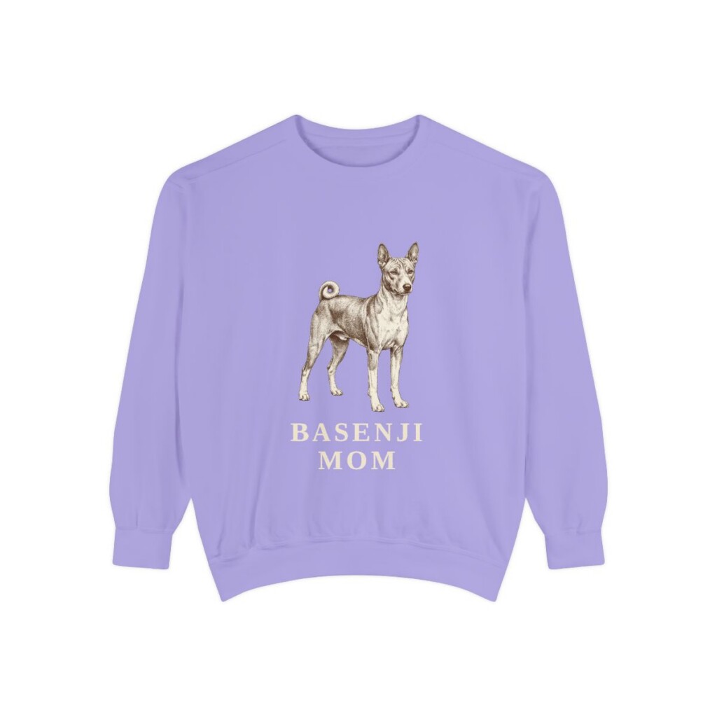 basenji-sweatshirt-mom-violet Basenji Mom Sweatshirt, Violet, front view