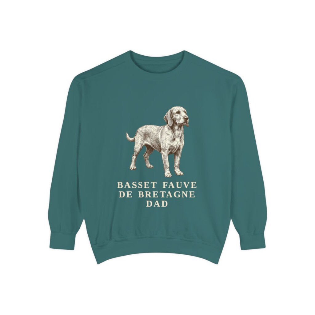 Basset Fauve de Bretagne Dad Sweatshirt, Blue Spruce, front view