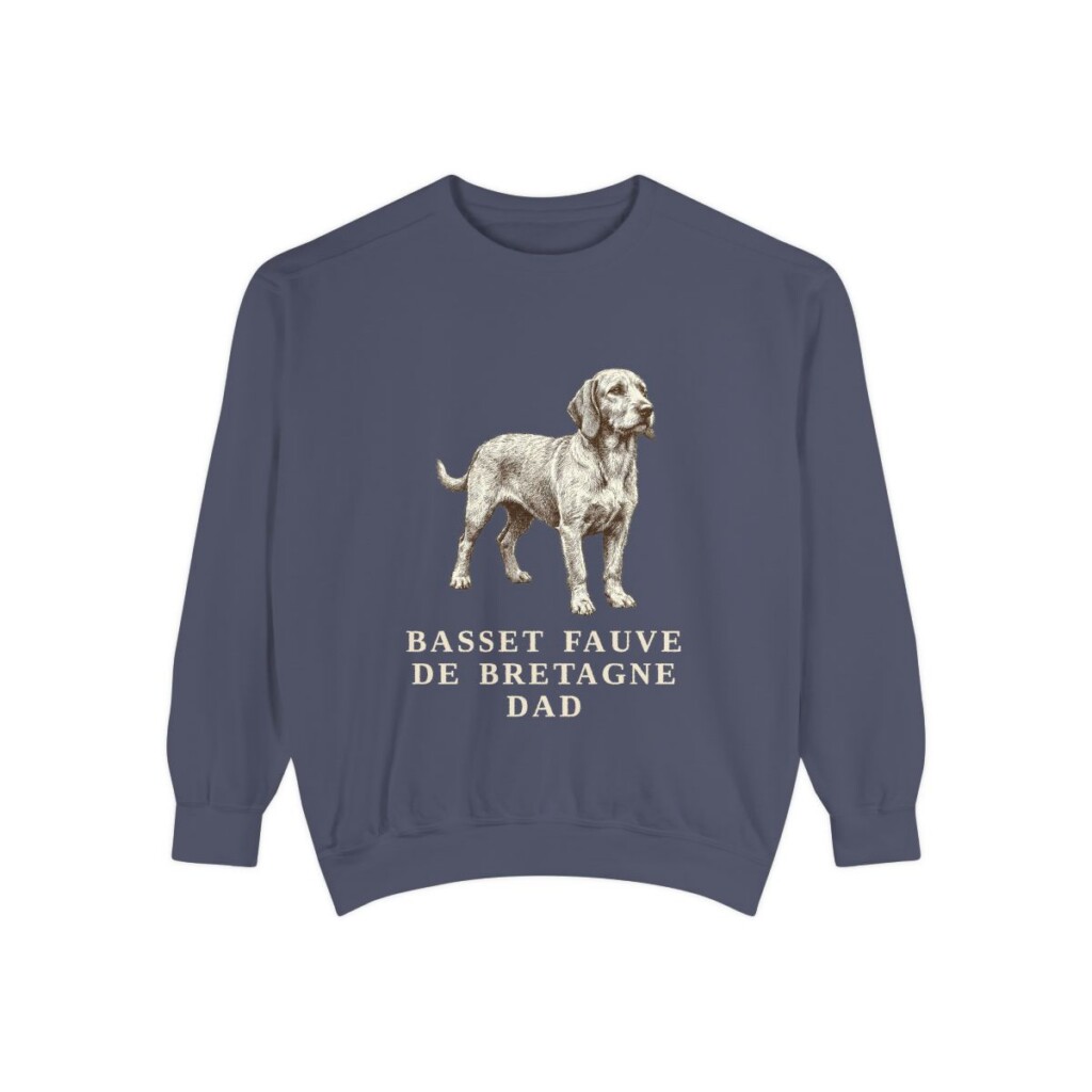 Basset Fauve de Bretagne Dad Sweatshirt, Denim, front view