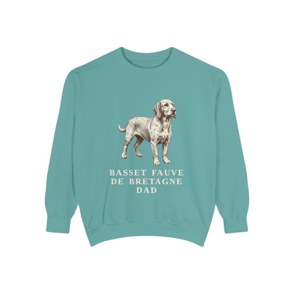 Basset Fauve de Bretagne Dad Sweatshirt, Seafoam, front view