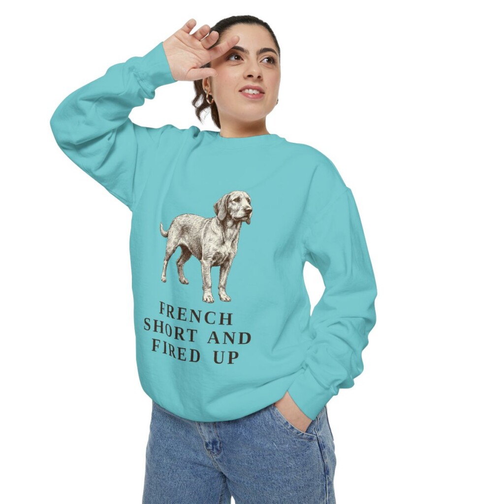 Basset Fauve de Bretagne Humor Sweatshirt, Chalky Mint, person 2 context
