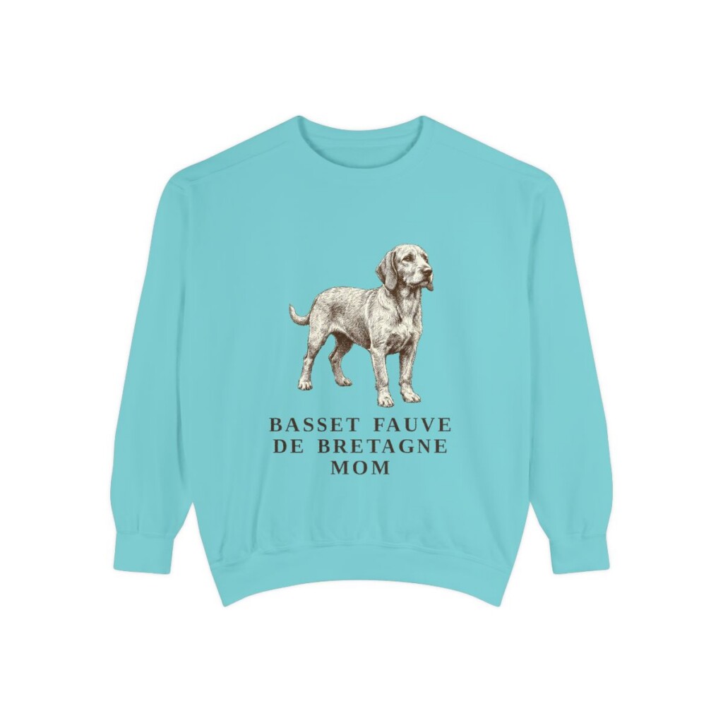 Basset Fauve de Bretagne Mom Sweatshirt, Chalky Mint, front view