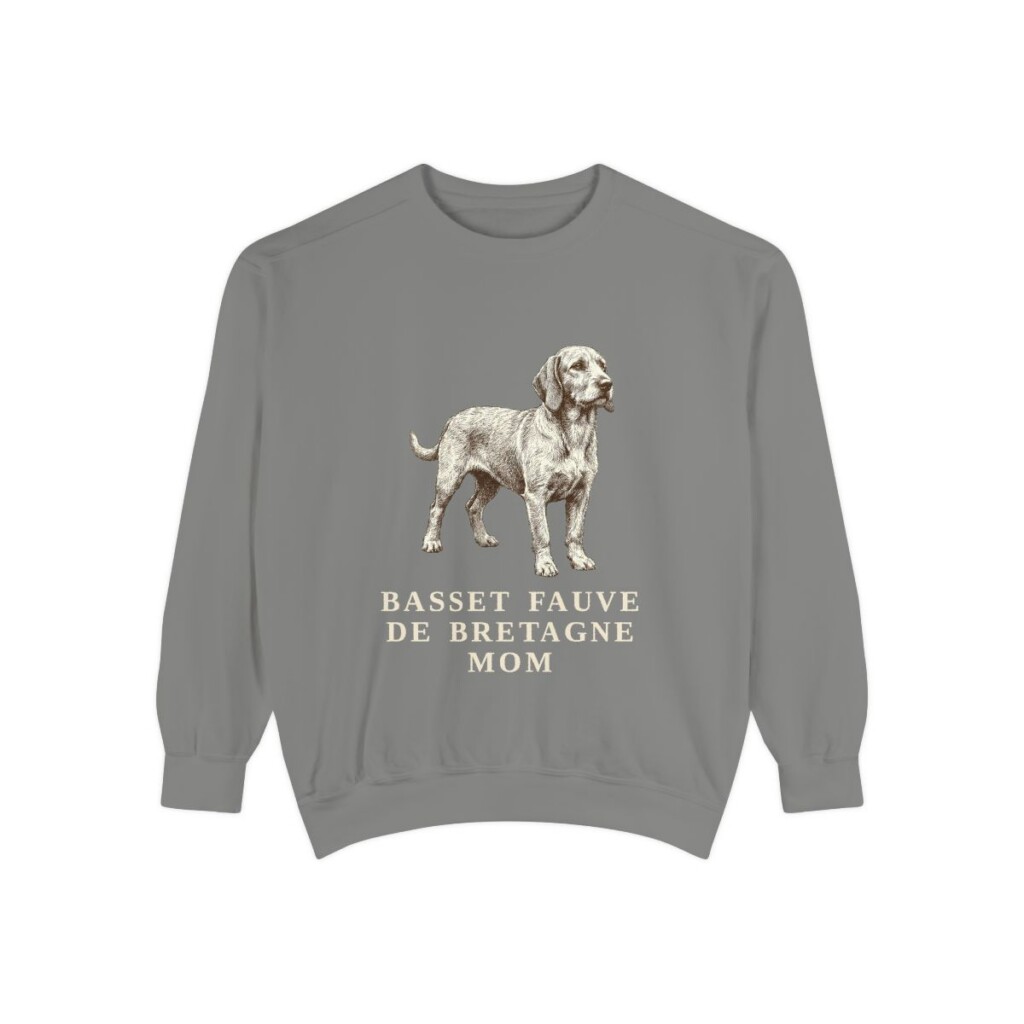 Basset Fauve de Bretagne Mom Sweatshirt, Grey, front view