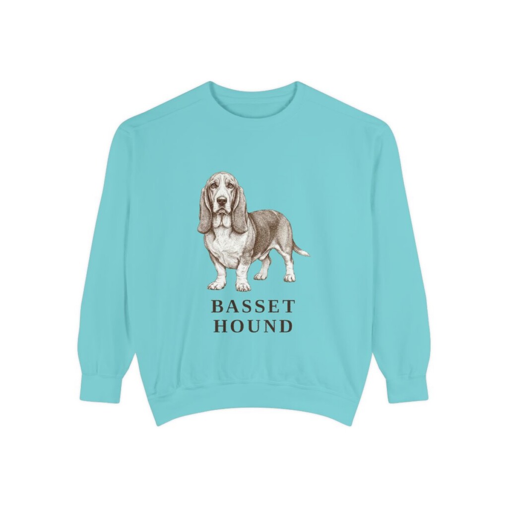 Basset Hound Sweatshirt, Chalky Mint, front view