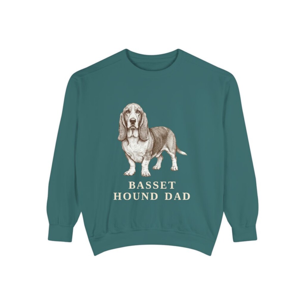 Basset Hound Dad Sweatshirt, Blue Spruce, front view