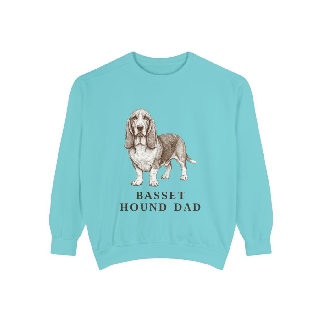 Basset Hound Dad Sweatshirt, Chalky Mint, front view