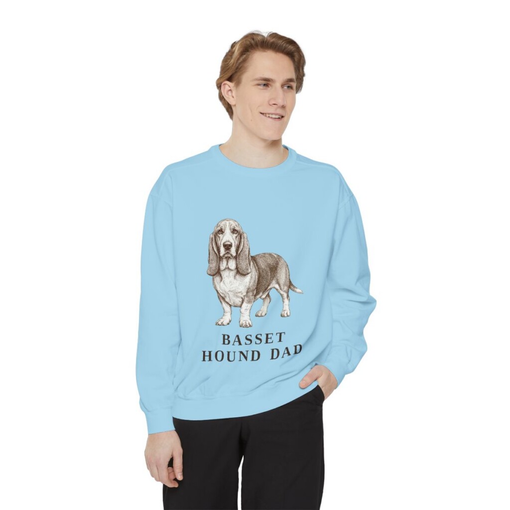 Basset Hound Dad Sweatshirt, Chambray, person 1 front