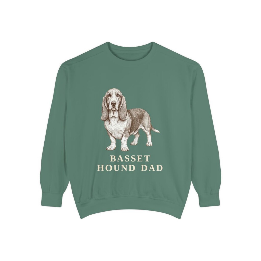Basset Hound Dad Sweatshirt, Light Green, front view