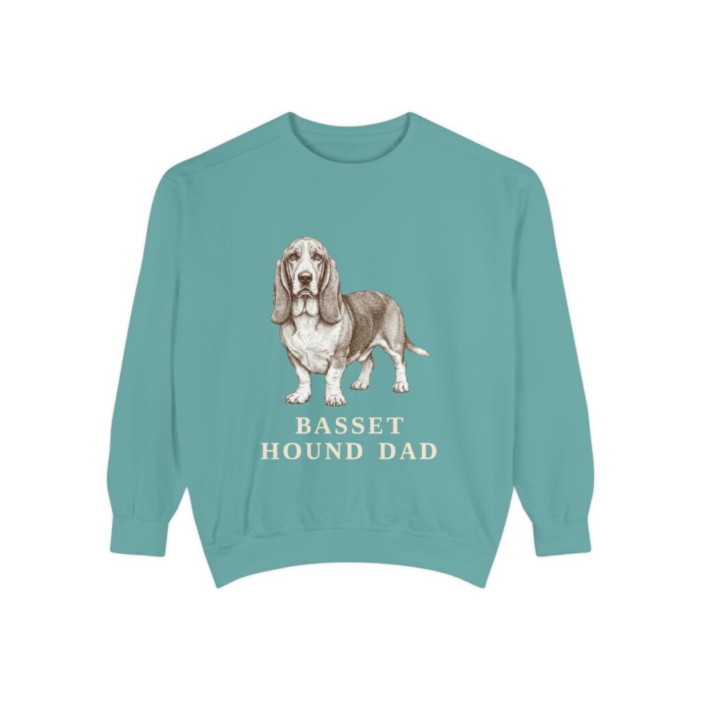 Basset Hound Dad Sweatshirt, Seafoam, front view