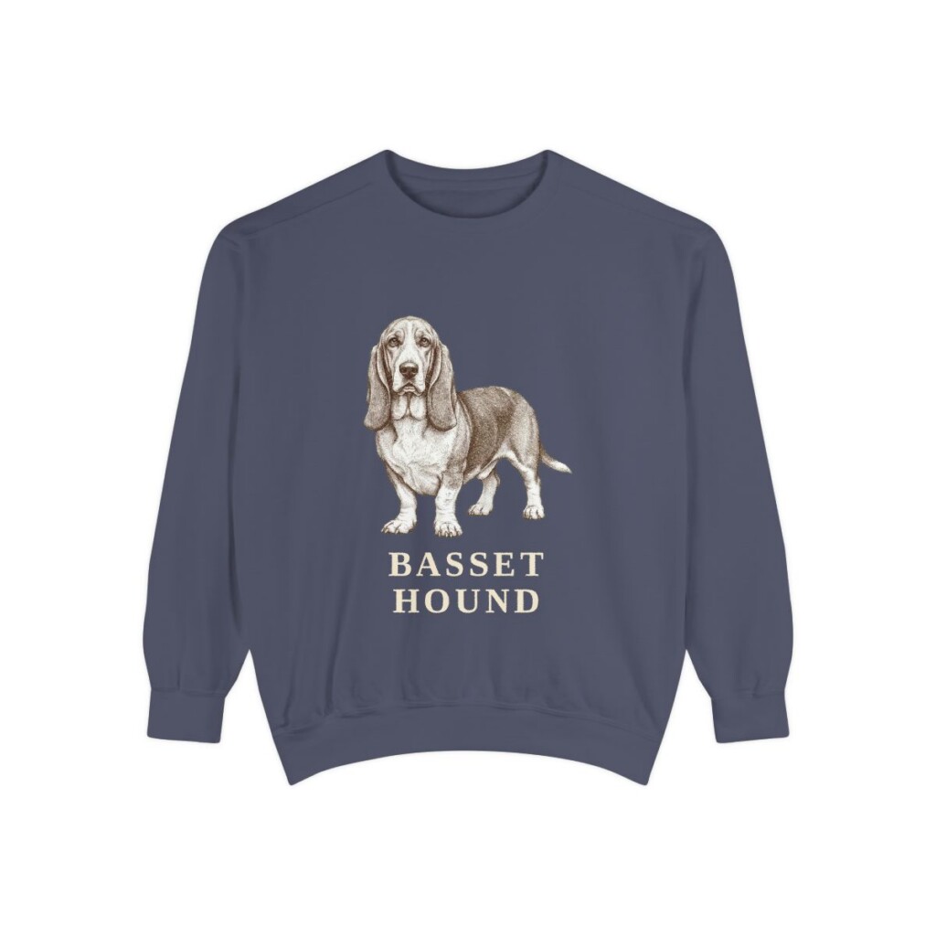 Basset Hound Sweatshirt, Denim, front view