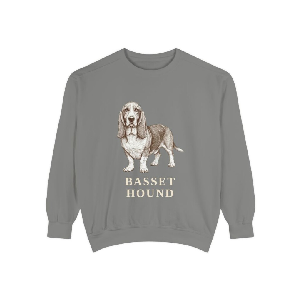 Basset Hound Sweatshirt, Grey, front view