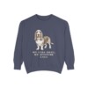 basset-hound-sweatshirt-humor-denim Basset Hound Humor Sweatshirt, Denim, front view