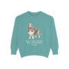 basset-hound-sweatshirt-humor-seafoam Basset Hound Humor Sweatshirt, Seafoam, front view
