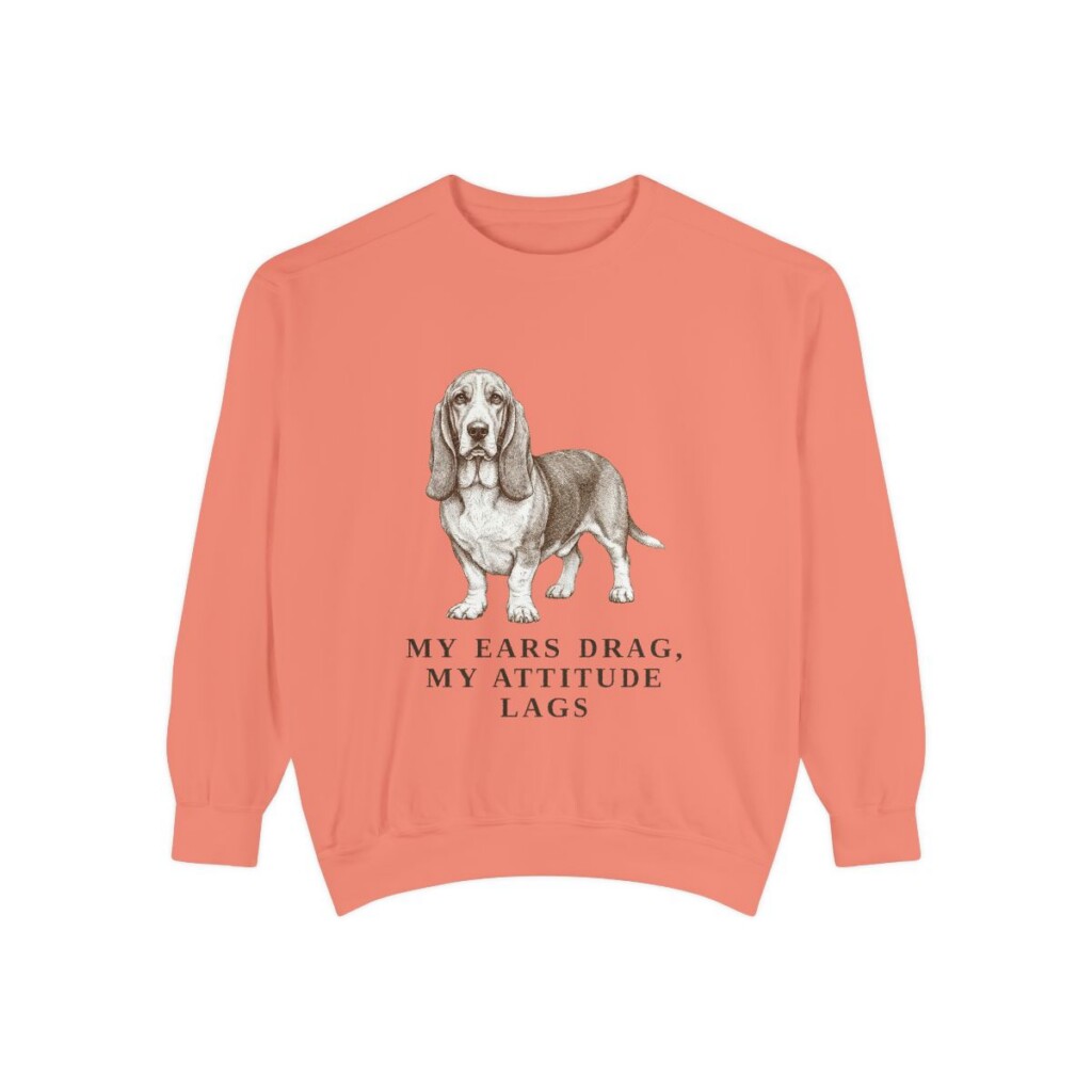 basset-hound-sweatshirt-humor-terracotta Basset Hound Humor Sweatshirt, Terracotta, front view
