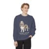 Basset Hound Latin Sweatshirt, Denim, person 1 front