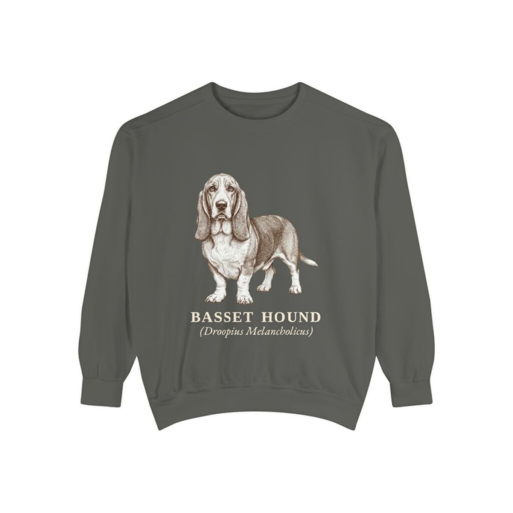 Basset Hound Latin Sweatshirt, Pepper, front view
