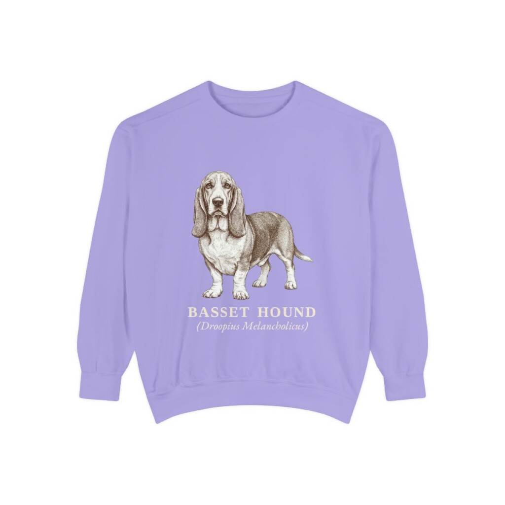 Basset Hound Latin Sweatshirt, Violet, front view