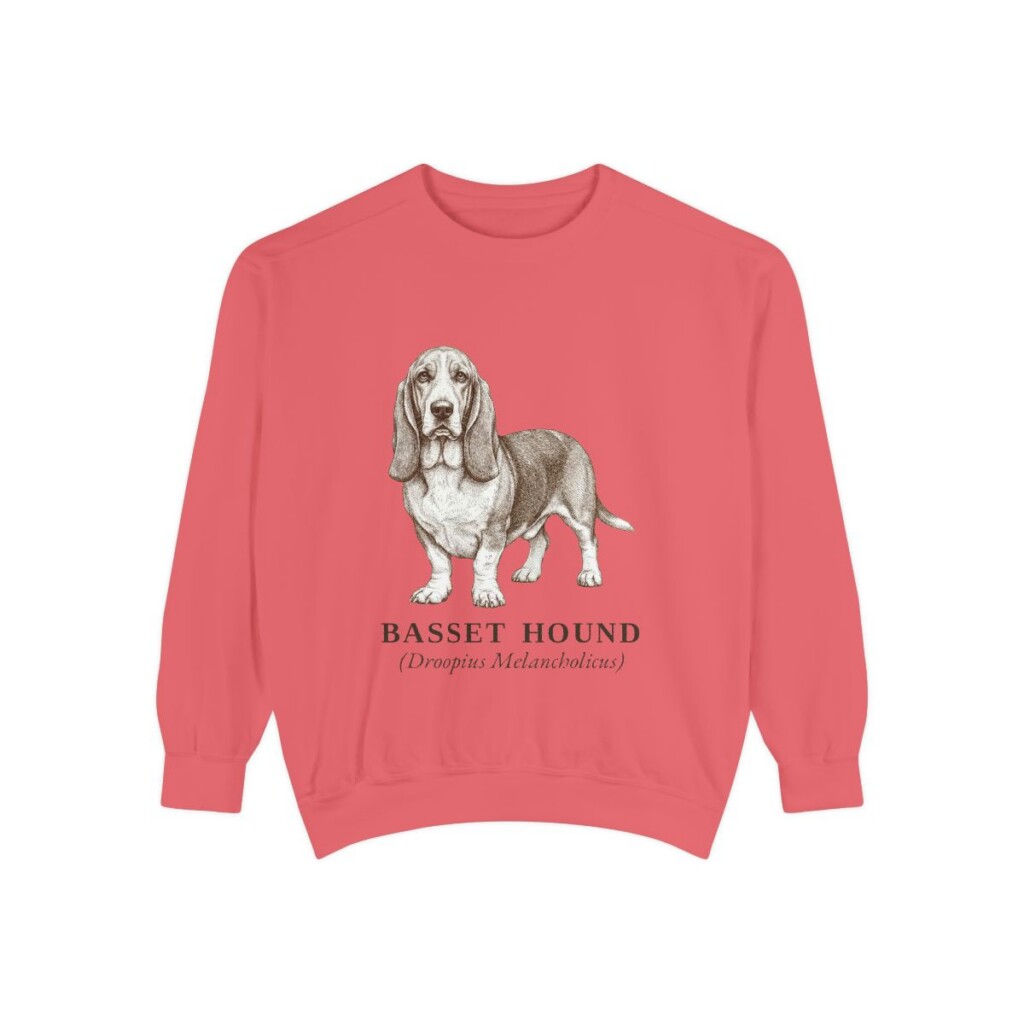 Basset Hound Latin Sweatshirt, Watermelon, front view