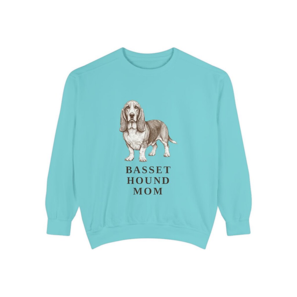 Basset Hound Mom Sweatshirt, Chalky Mint, front view