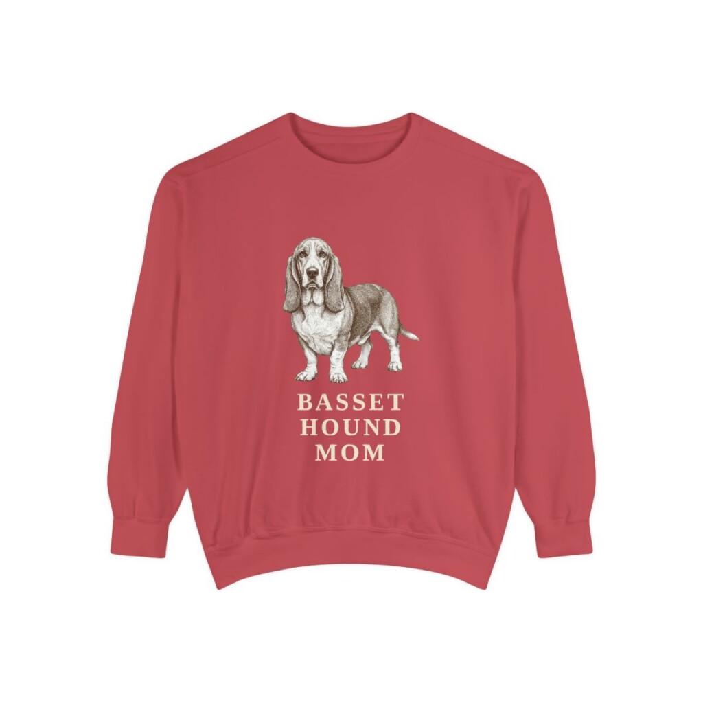 Basset Hound Mom Sweatshirt, Crimson, front view