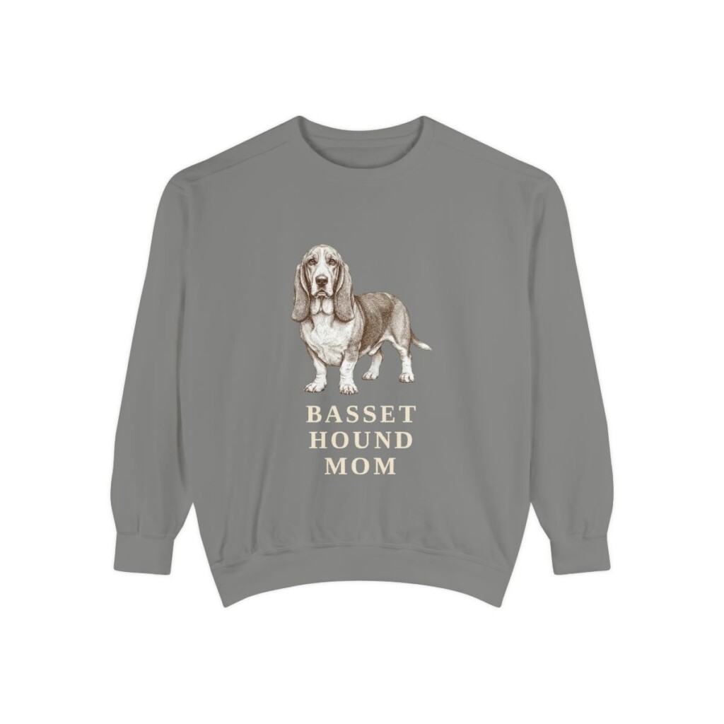 Basset Hound Mom Sweatshirt, Grey, front view