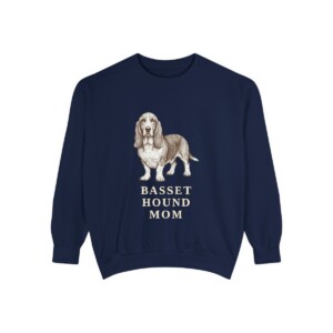 Basset Hound Mom Sweatshirt, True Navy, front view