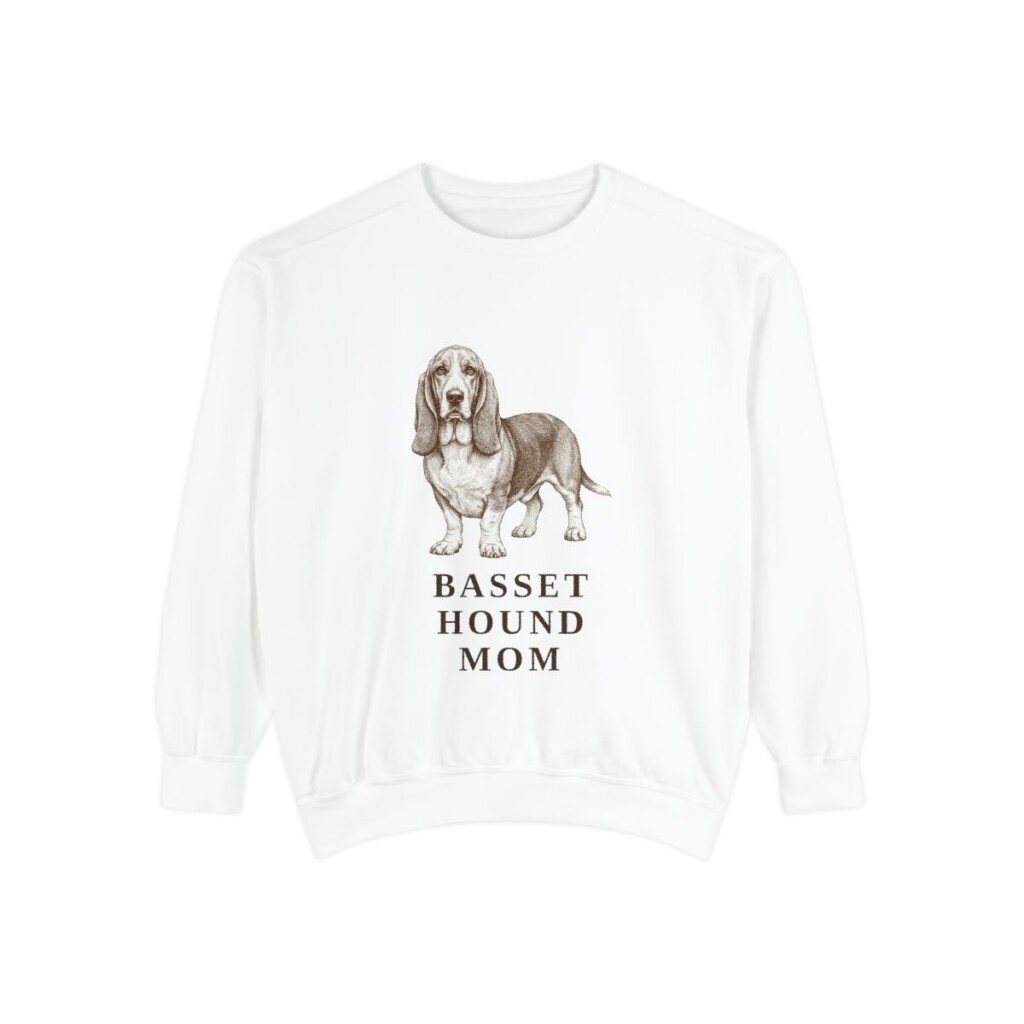 Basset Hound Mom Sweatshirt, White, front view