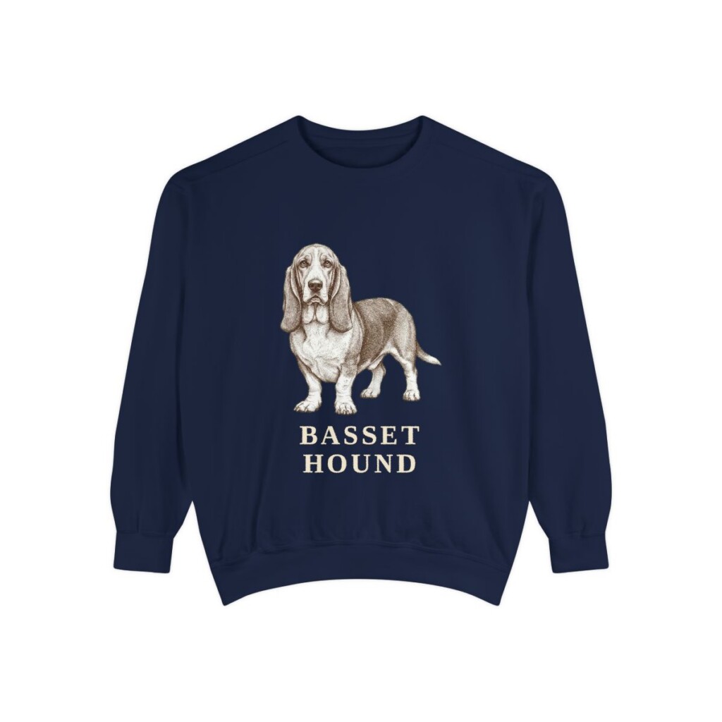 Basset Hound Sweatshirt, True Navy, front view