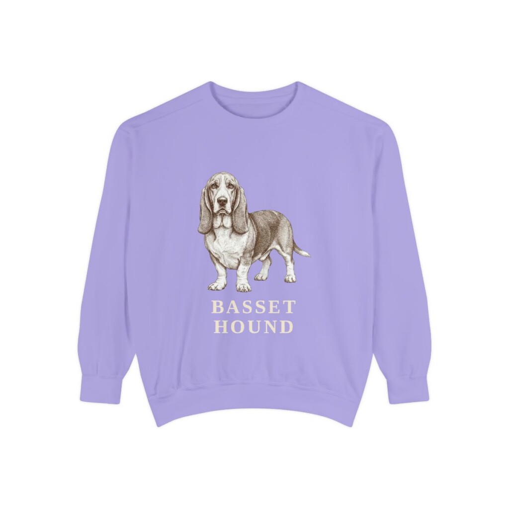 Basset Hound Sweatshirt, Violet, front view