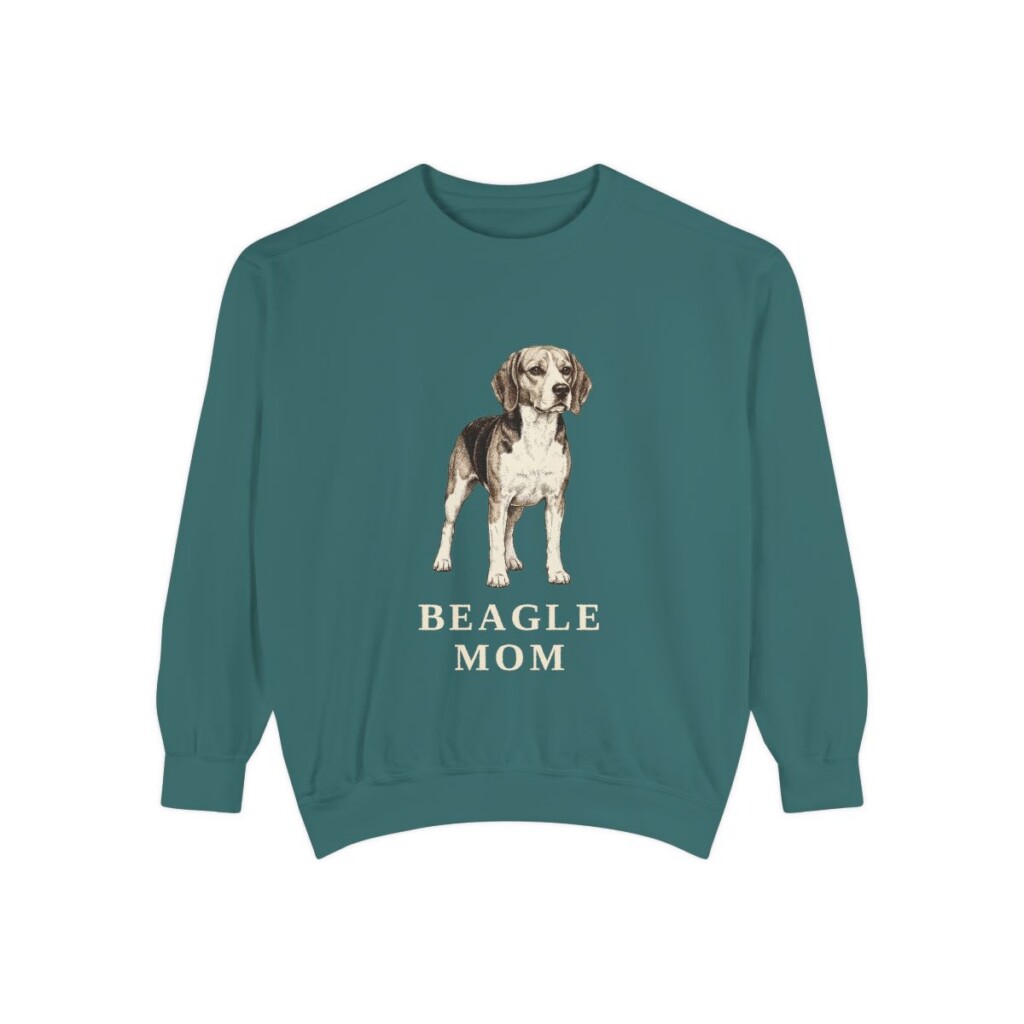 beagle-sweatshirt-mom-blue-spruce Beagle Mom Sweatshirt, Blue Spruce, front view