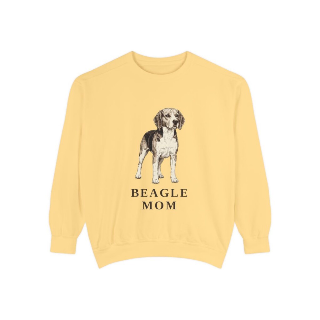 beagle-sweatshirt-mom-butter Beagle Mom Sweatshirt, Butter, front view