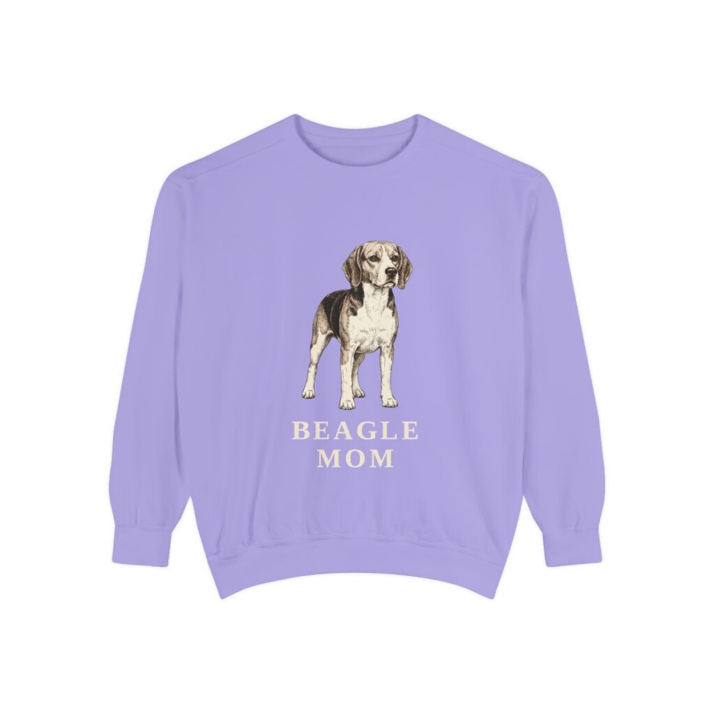 beagle-sweatshirt-mom-violet Beagle Mom Sweatshirt, Violet, front view