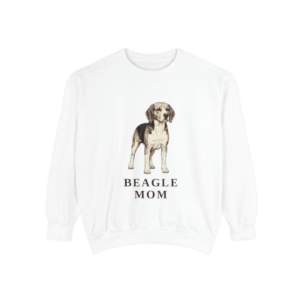 beagle-sweatshirt-mom-white Beagle Mom Sweatshirt, White, front view